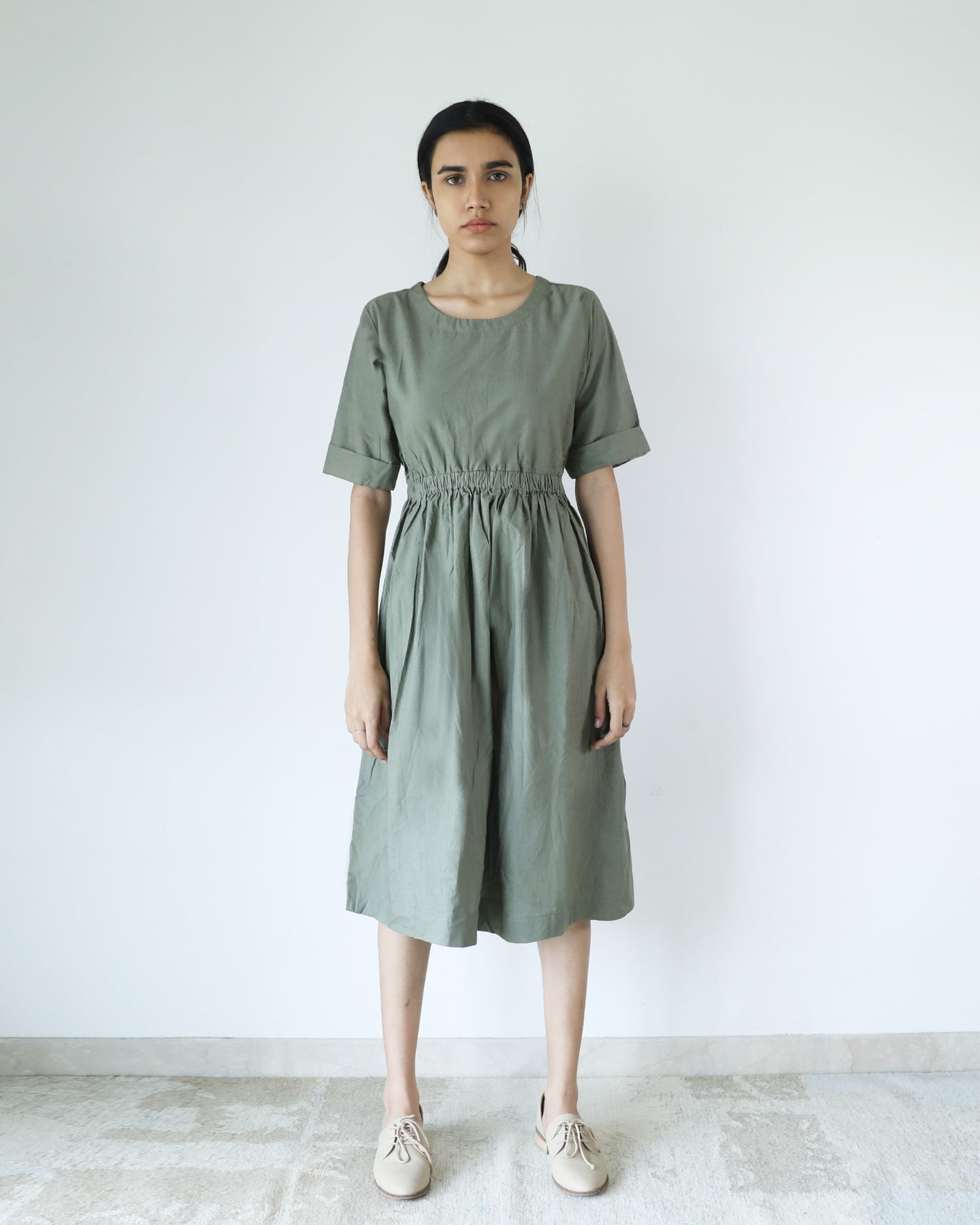 Sage Green Elasticated Waist Dress