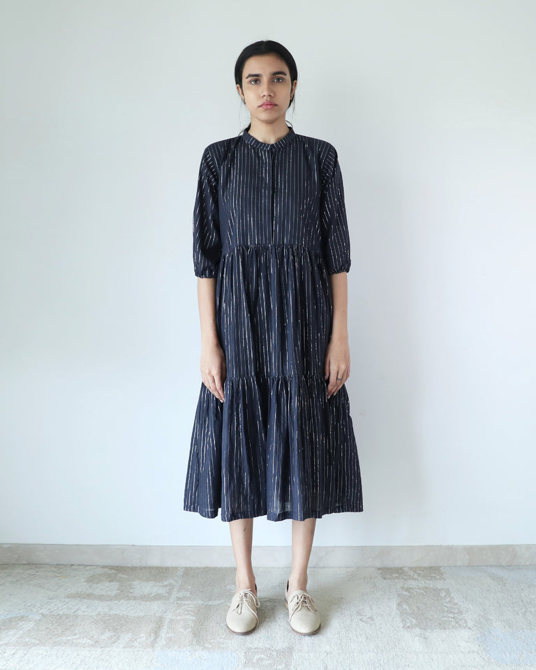 Load image into Gallery viewer, Black Stripe Tier Dress