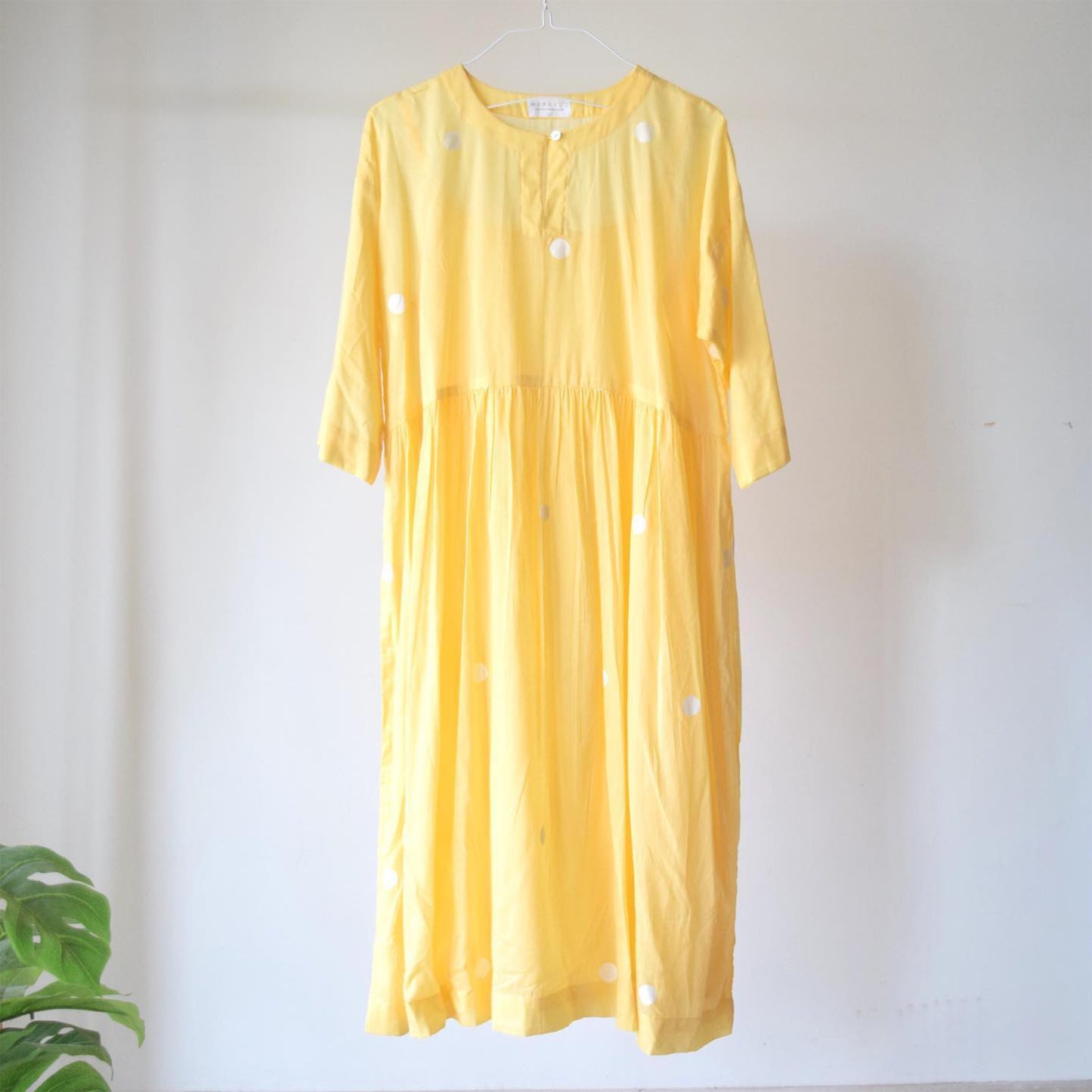Yellow Polka Drop Shoulder Dress with Free Slip