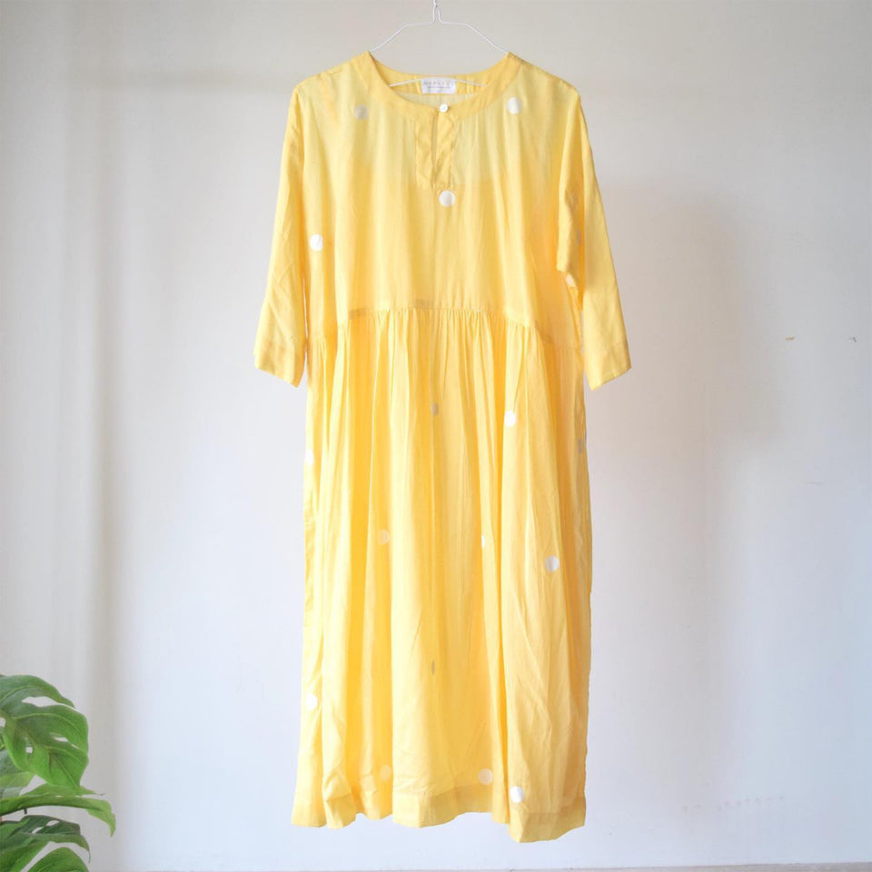 Load image into Gallery viewer, Yellow Polka Drop Shoulder Dress with Free Slip