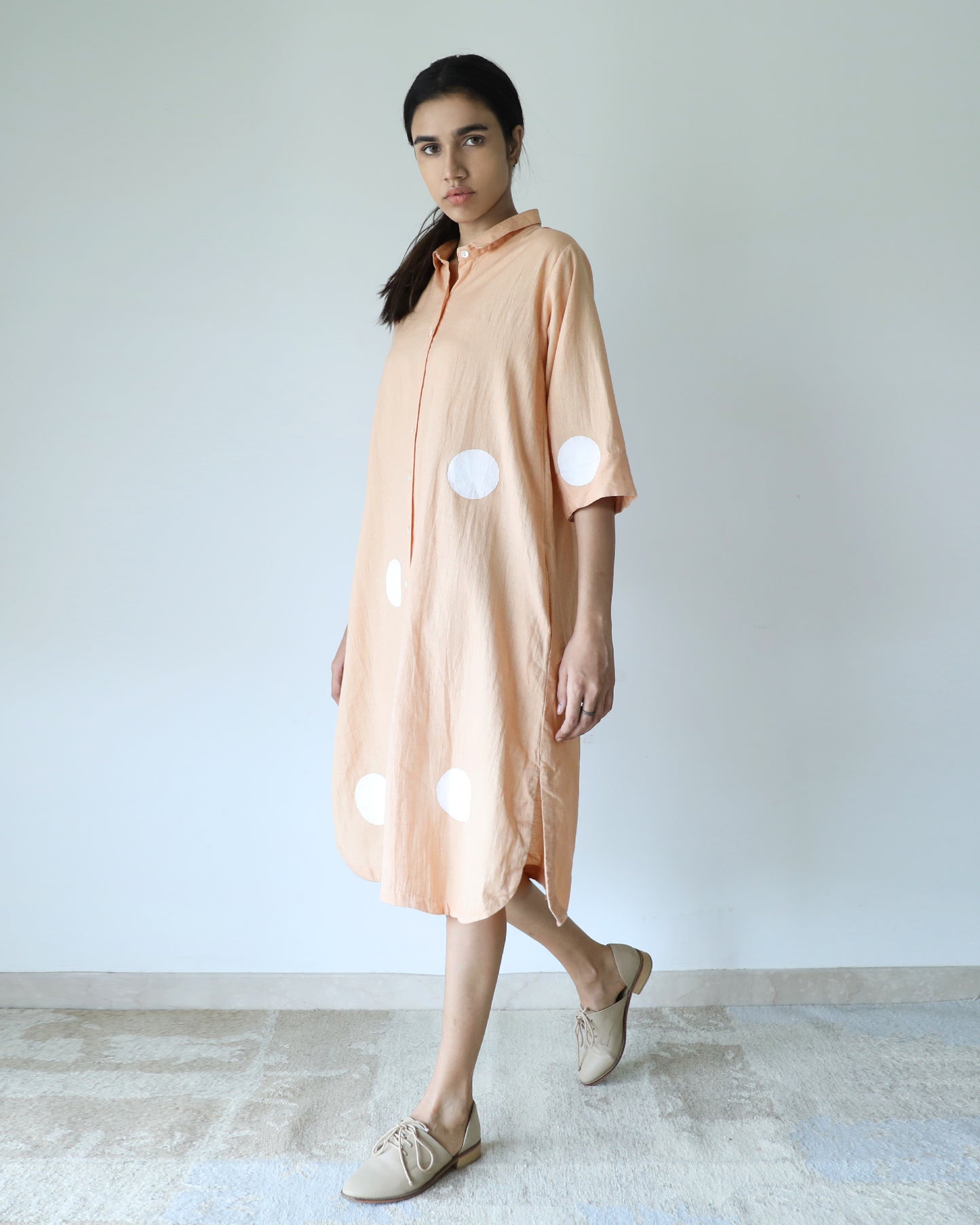 Hazelnut Polka Shirt Dress