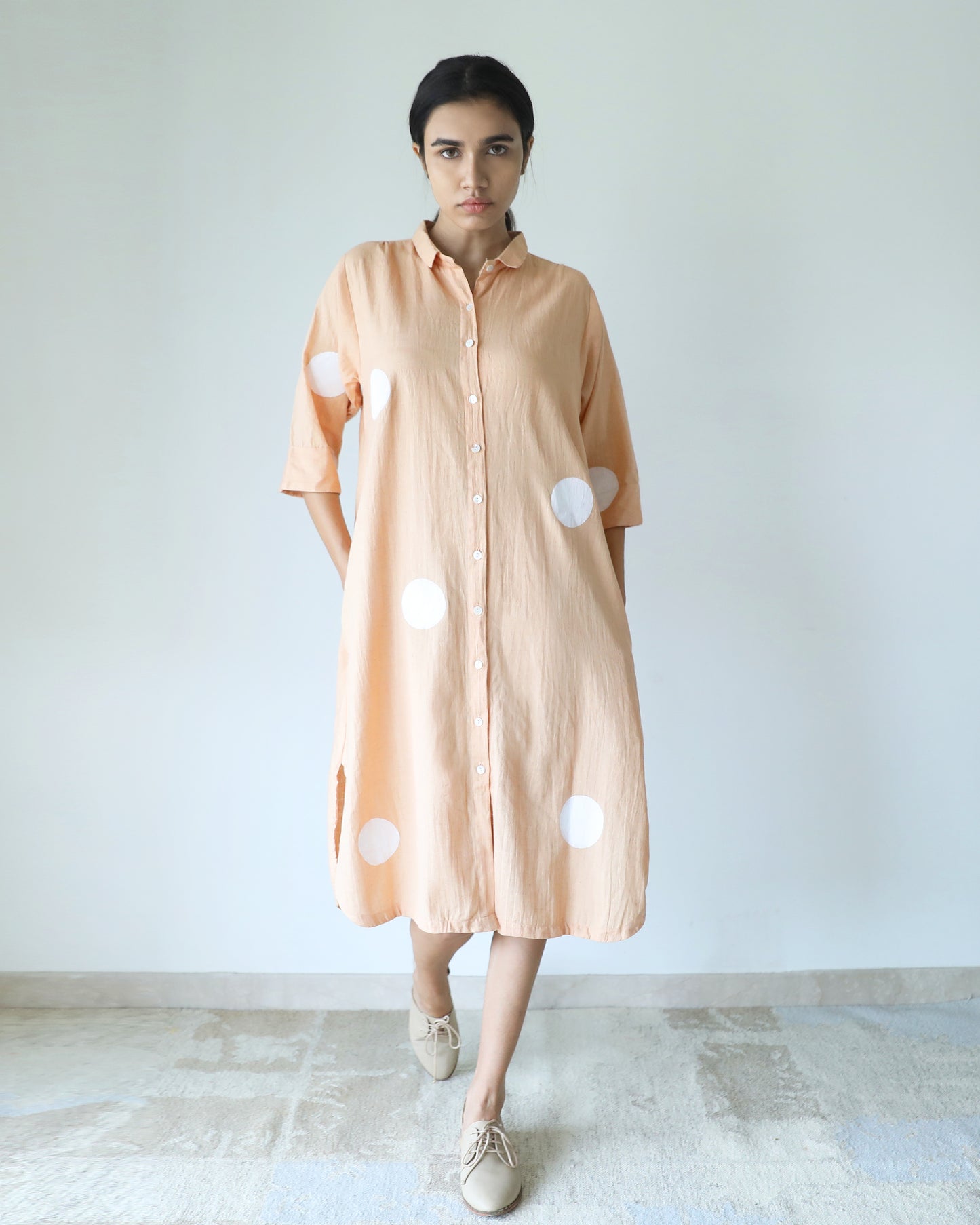 Hazelnut Polka Shirt Dress