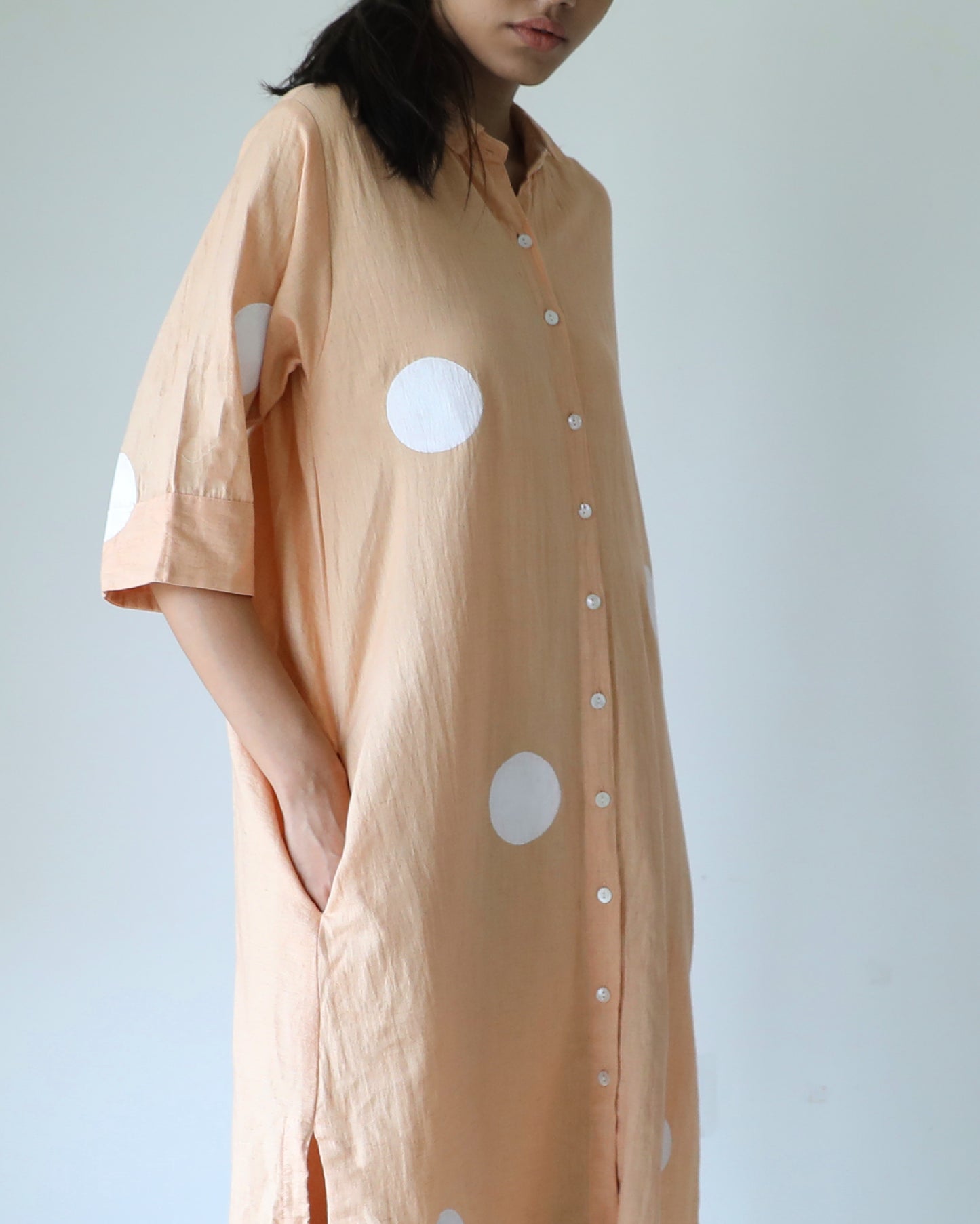 Hazelnut Polka Shirt Dress