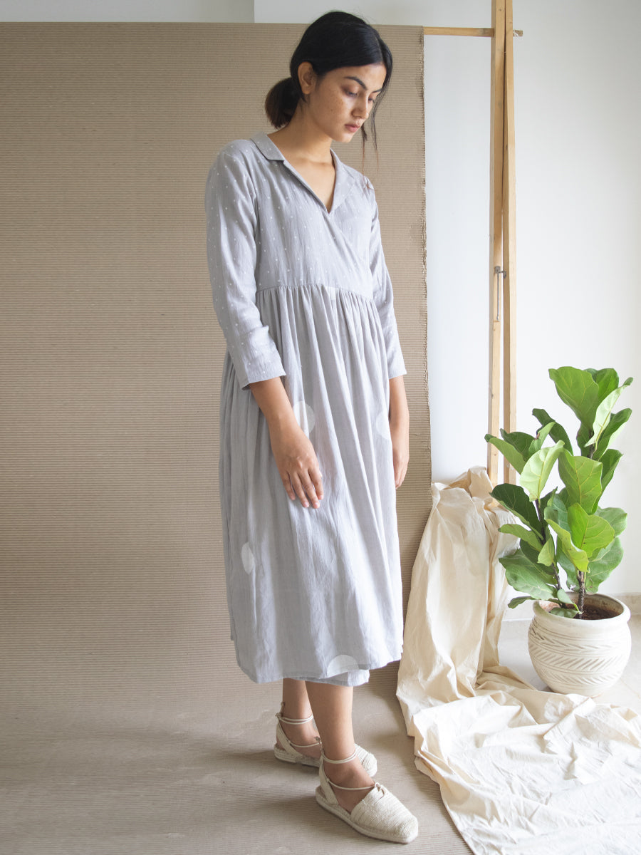 Grey Polka Angarakha Dress