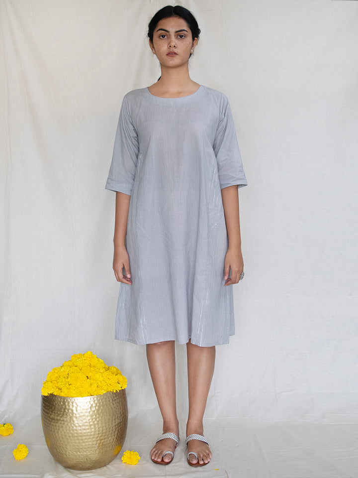 Load image into Gallery viewer, Grey Side Gather Tunic-Dress