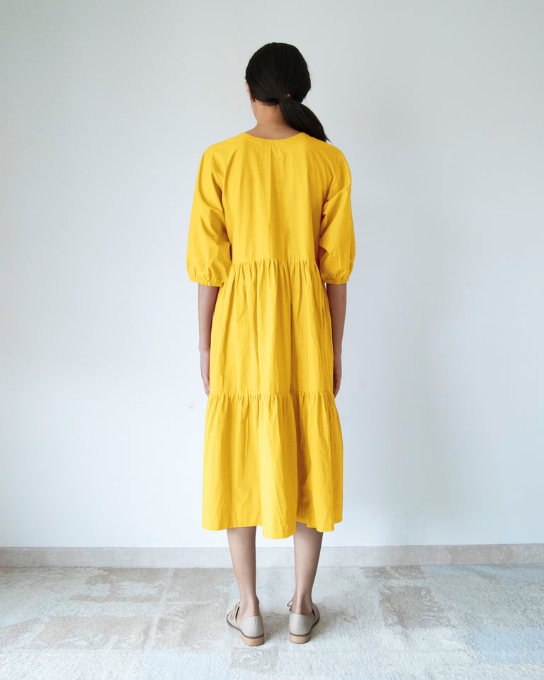 Load image into Gallery viewer, Yellow Three Tier Dress