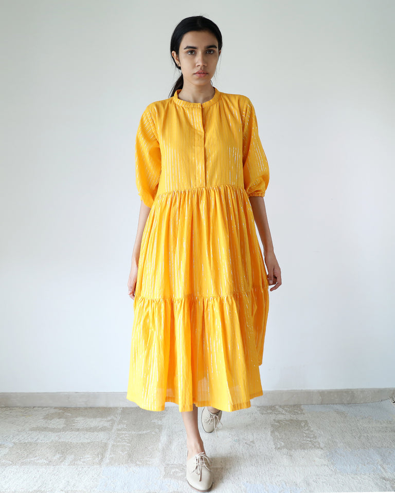 Load image into Gallery viewer, Yellow Stripe Tier Dress