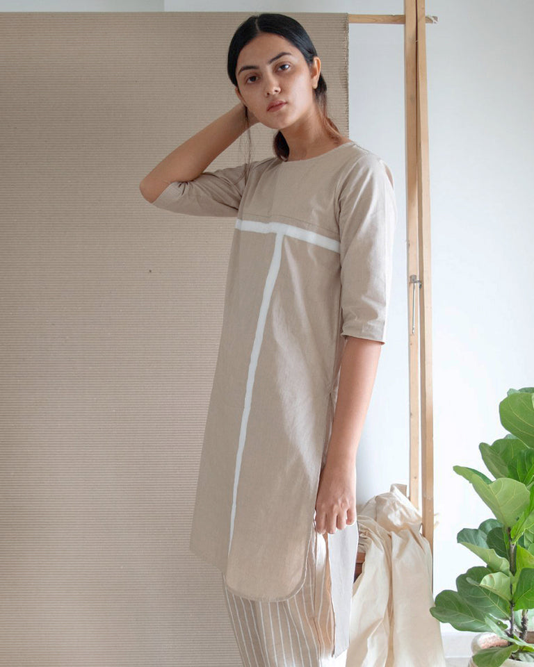 Load image into Gallery viewer, Beige Short Sleeve Tunic