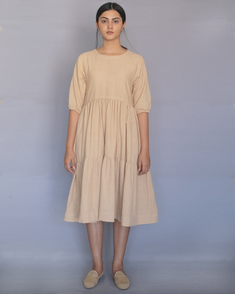 Load image into Gallery viewer, Beige Three Tier Dress