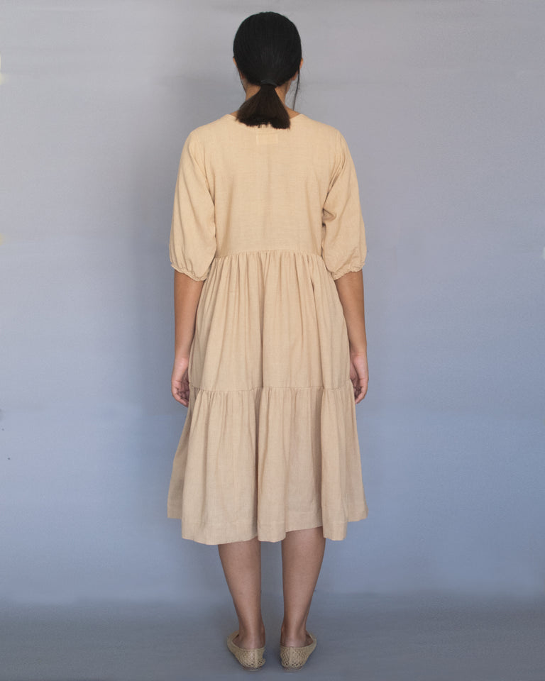 Load image into Gallery viewer, Beige Three Tier Dress