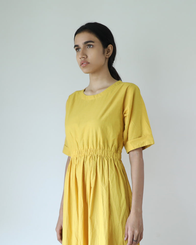 Load image into Gallery viewer, Yellow Elasticated Waist Dress