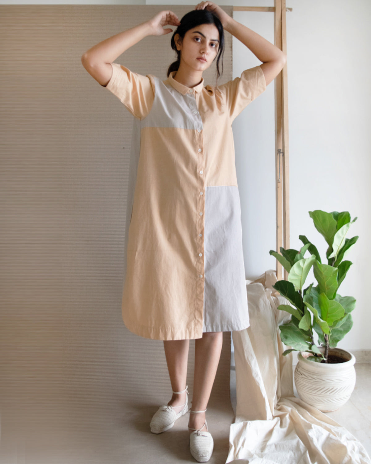 Colour Block Shirt Dress