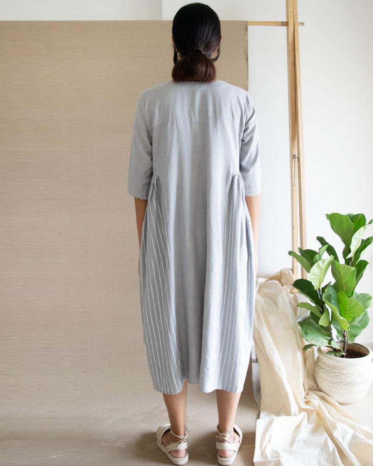 Load image into Gallery viewer, Grey Side Gather Dress