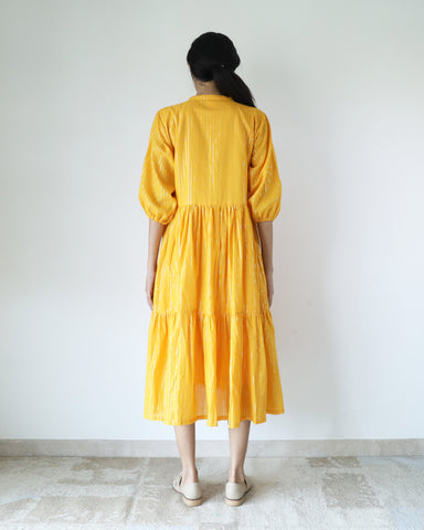 Yellow Stripe Tier Dress