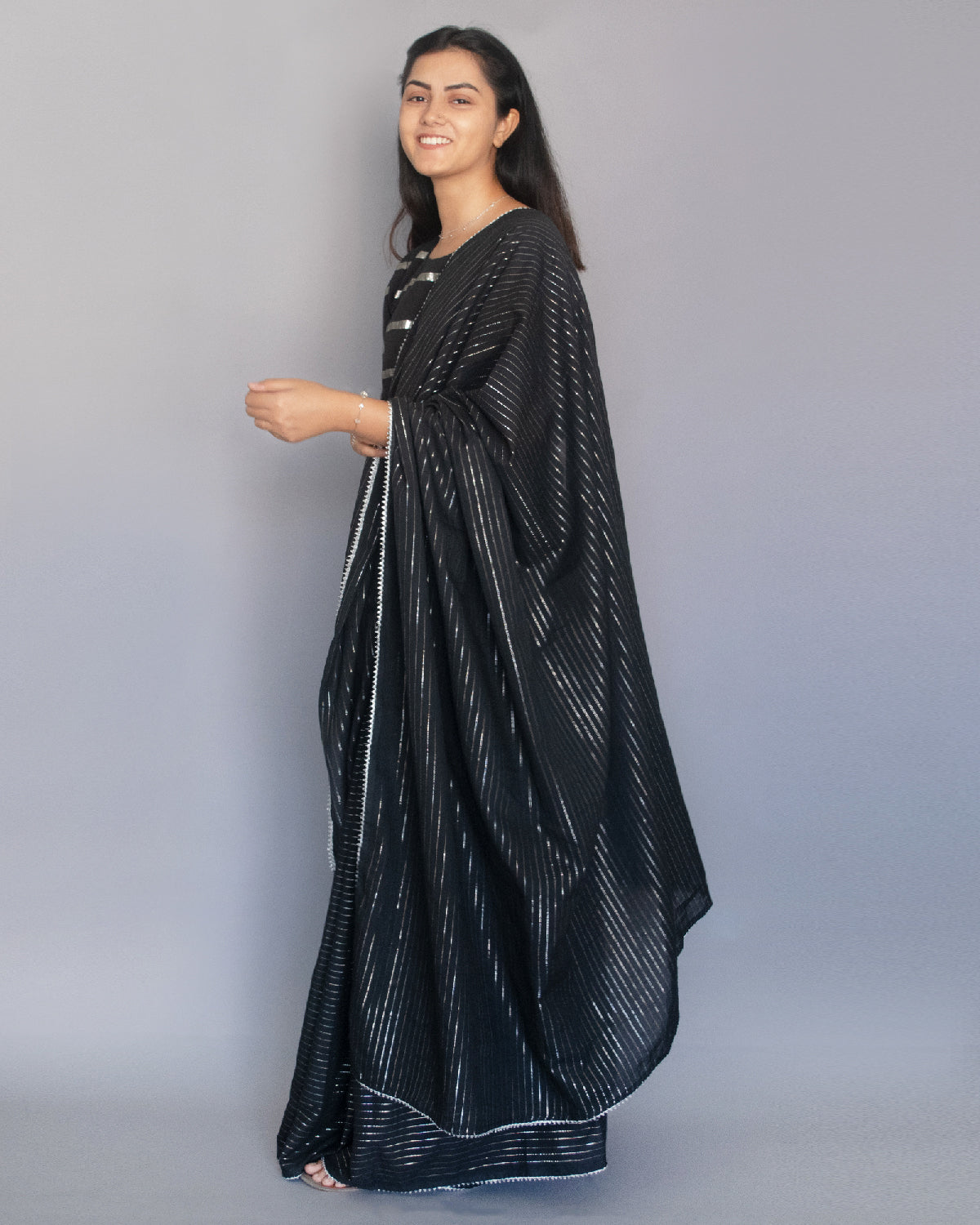 Black Cotton Zari Saree