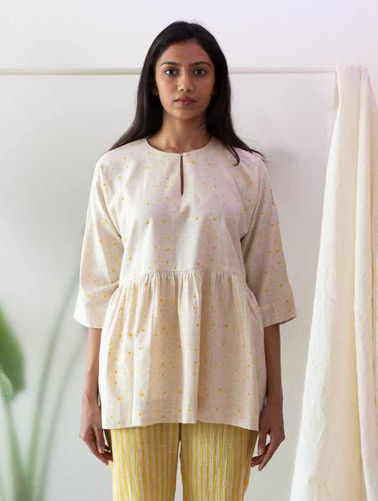 Yellow Splash Drop Shoulder Top