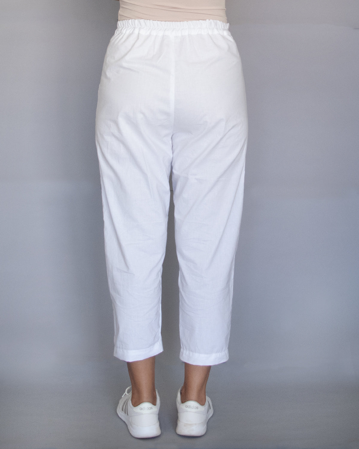 White Cotton Pegged Pants