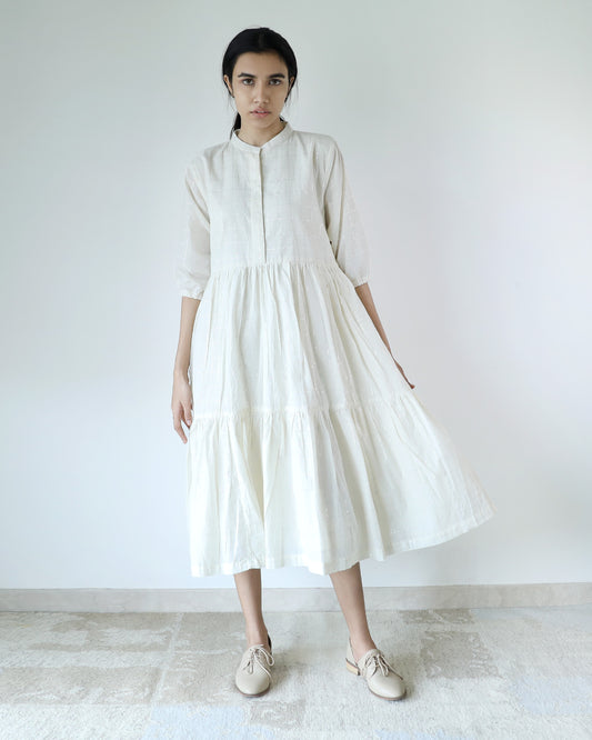 Ivory Checks Tier Dress