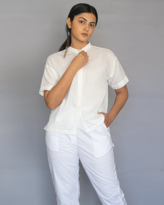 White Drop Shoulder Top