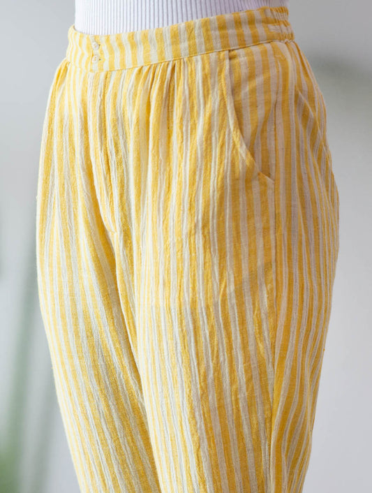 Yellow Stripe Pegged Pants