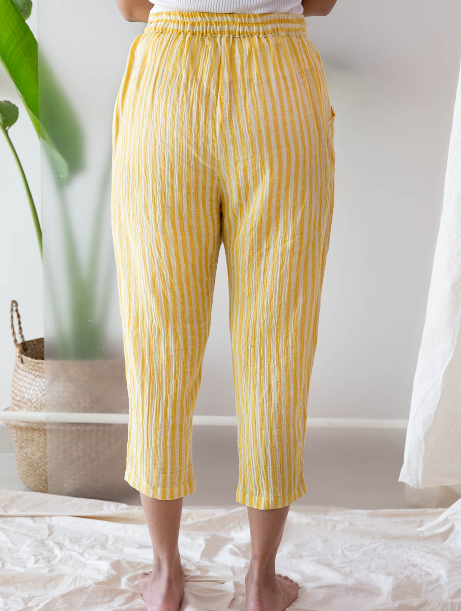 Yellow Stripe Pegged Pants