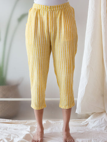Yellow Stripe Pegged Pants