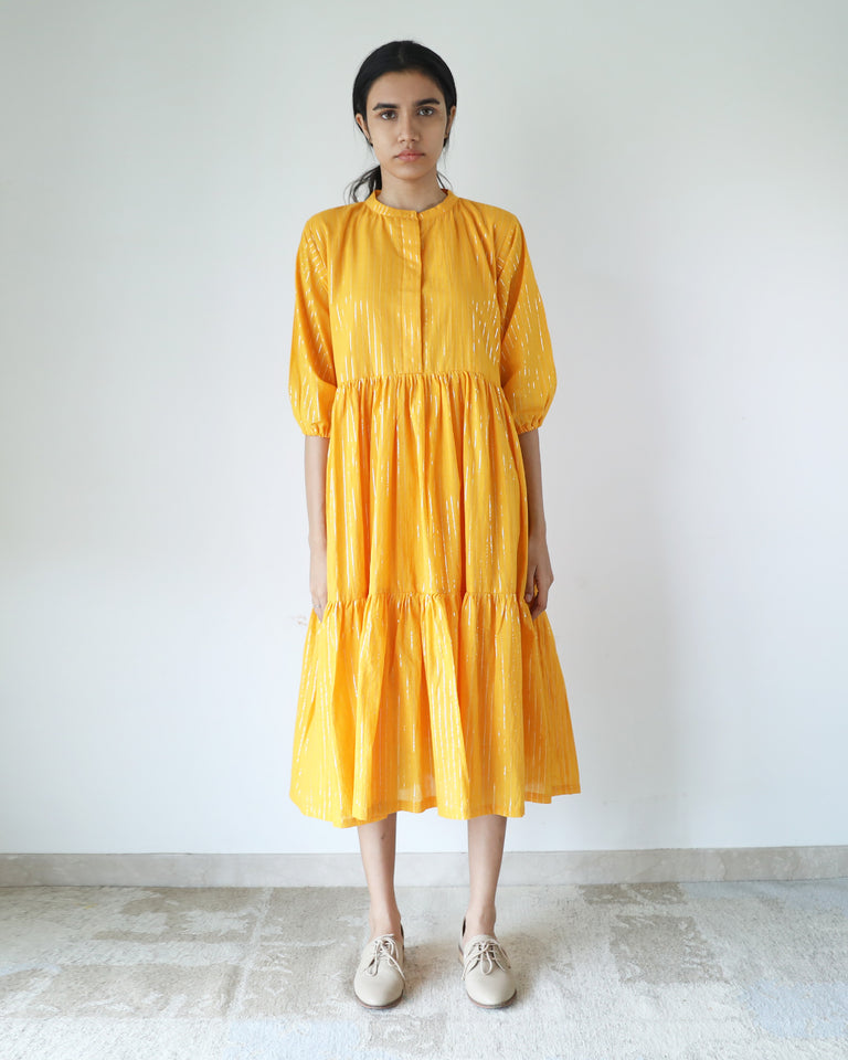 Load image into Gallery viewer, Yellow Stripe Tier Dress